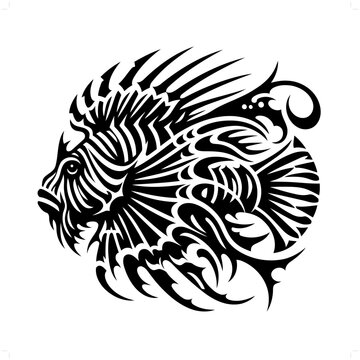 recommend clip art: Lionfish in modern tribal tattoo, abstract line art of animals, minimalist contour. Vector