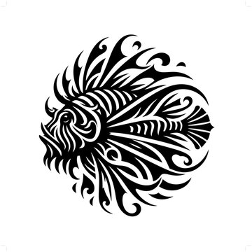 recommend clip art: Lionfish in modern tribal tattoo, abstract line art of animals, minimalist contour. Vector