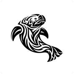 manatee; dugong in modern tribal tattoo, abstract line art of animals, minimalist contour. Vector