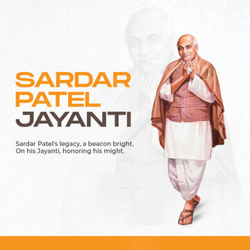 An illustration honoring Sardar Patel Jayanti, featuring Sardar Patel. Celebrating the legacy and contributions of this prominent Indian leader.