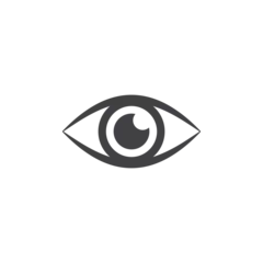 Gordijnen Human eye icon in flat style. Eyeball vector illustration on isolated background. Vision sign business concept. © Lysenko.A