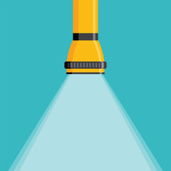 Flashlight icon in flat style. Electric lamp vector illustration on isolated background. Pocket lantern sign business concept. - 790025442