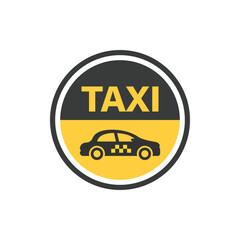 Taxi service icon in flat style. Cab vector illustration on isolated background. Delivery company sign business concept.