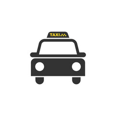 Taxi service icon in flat style. Cab vector illustration on isolated background. Delivery company sign business concept.