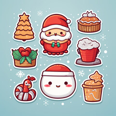 holiday christmas sweet cute stickers сreated with Generative Ai