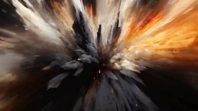 Abstract motion explosion of colors and smog and dust white and black