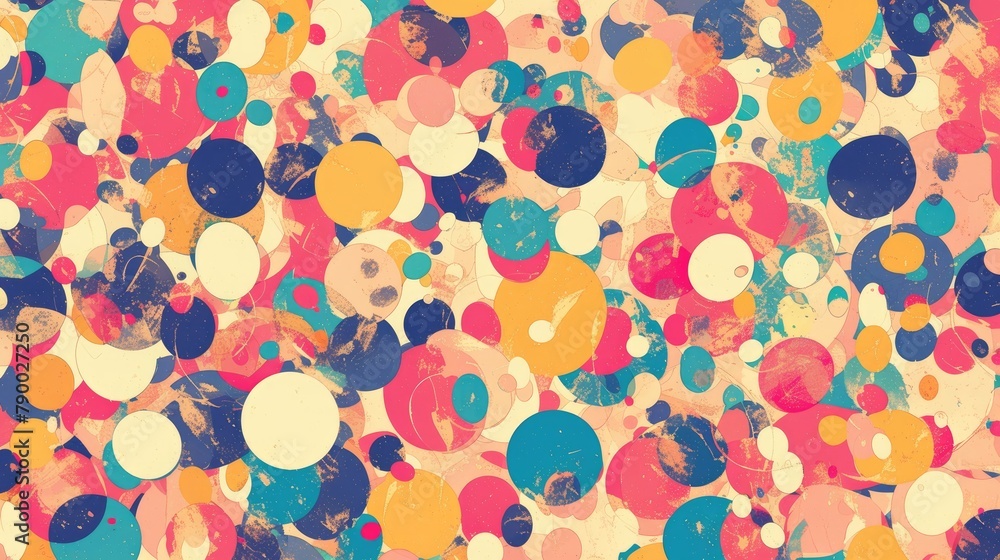 Poster background with a textured design featuring colorful circle patterns