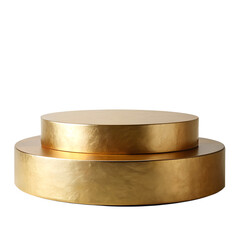 3d style of Empty gold round podium for displaying merchandise, isolated on transparent background