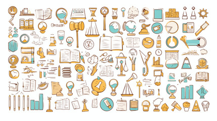 180 modern thin line icons set of legal law and jus