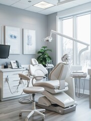 Stock photo of a clean, minimal doctors office with modern furnishings, embodying calm and professionalism