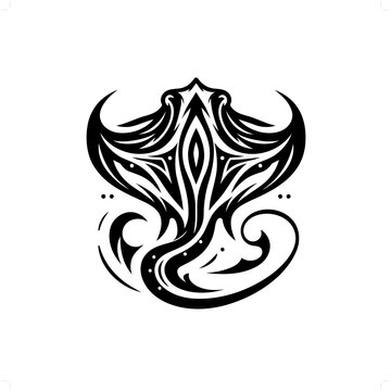recommend clip art: Stingray fish in modern tribal tattoo, abstract line art of animals, minimalist contour. Vector