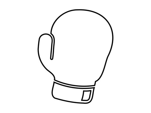 recommend clip art: Outline illustration of boxing glove. Contour of sporting glove. Black and white. Icon, logo, sign, pictogram, print. Minimalist design. Sports equipment, powerful punch. Isolated on white background