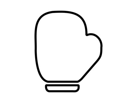 recommend clip art: Black boxing glove icon outline. Contour. Minimalist design of sporting glove. Logo, sign, pictogram, print. Sports equipment, boxing training, powerful punch. Isolated on white backdrop