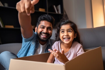 indian little daughter and father having fun together