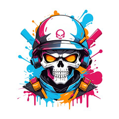 Graffiti abstract little skull soldier logo modern art for t-shirt