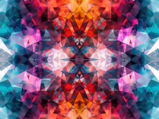 Kaleidoscopic Interlocking Geometric Patterns in Vibrant Colors - Abstract Polygon Art