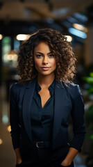 Fototapeta premium In the Office: Portrait Of A Young Black Businesswoman CEO