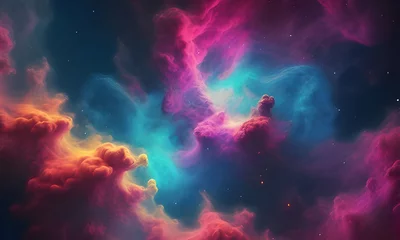 Foto op Canvas Nebula clouds background with hues color © migasmin