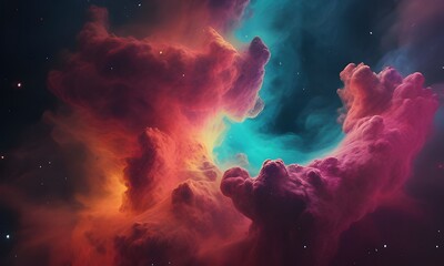 Fototapeta premium Nebula clouds in vibrant cosmic hues
