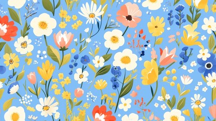 An adorable spring 2d pattern featuring flowers