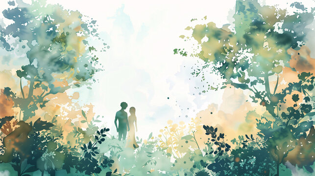Adam and Eve in the garden of eden concept