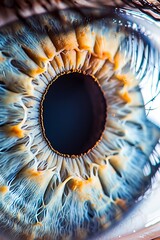 a ultra close up photo of a human eye, blue in color, ultra macro,