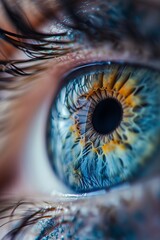a ultra close up photo of a human eye, blue in color, ultra macro, 