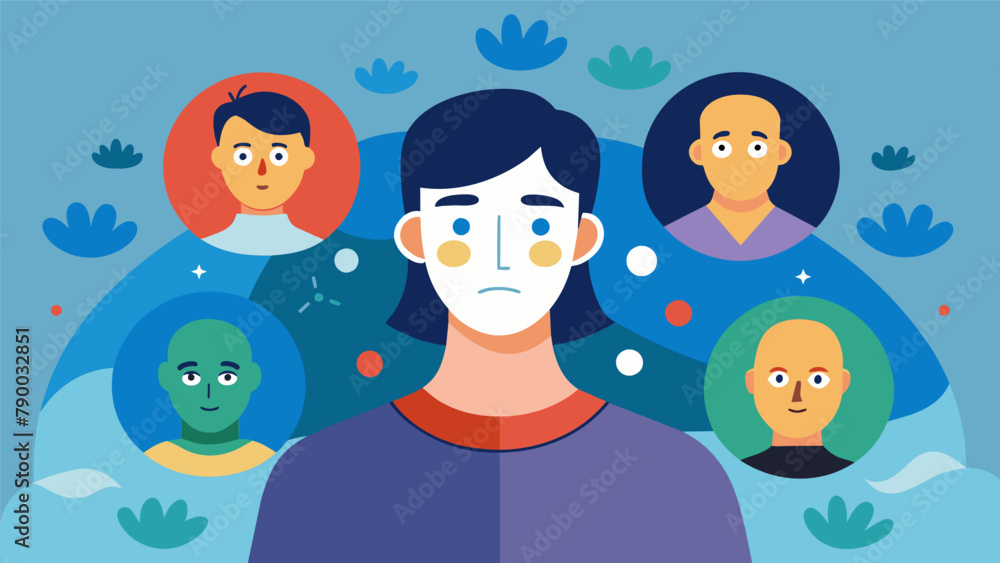 Poster a person with dissociative identity disorder uses different art mediums to visually depict each of t