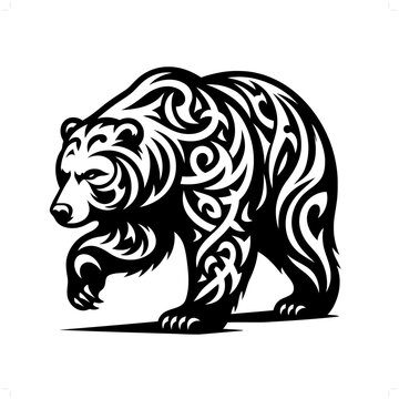 recommend clip art: grizzly bear in modern tribal tattoo, abstract line art of animals, minimalist contour. Vector