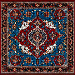 A decorative wall tapestry featuring an intricate Persian rug design Transparent Background Images 