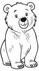 Naklejka premium Animals (simple outlines): A coloring book page featuring a friendly bear outline