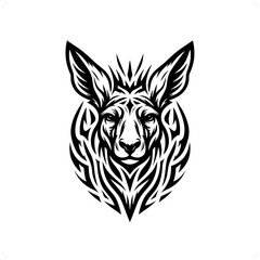 Kangaroo in modern tribal tattoo, abstract line art of animals, minimalist contour. Vector