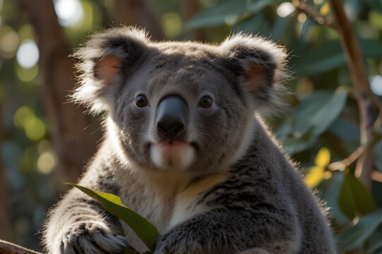 wildlife photography, a real telephoto image of a koala in its natural environment, soothing animal wallpaper, and more
