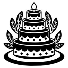 Three tier birthday cake  beautiful logo design vector silhouette 