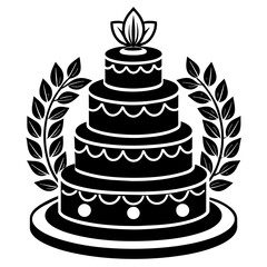 Three tier birthday cake  beautiful logo design vector silhouette 