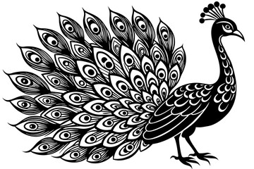 Peacock vector silhouette on white background 