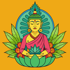Design of an buddha with marihuana vector illustration 