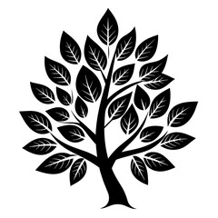 Ash tree branch's logo black white background 