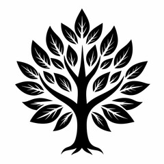 Ash tree branch's logo black white background 