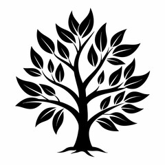 Ash tree branch's logo black white background 
