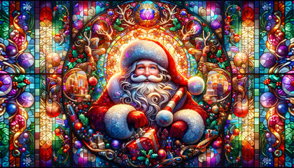 Obraz premium Stained glass santa claus