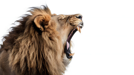 Portrait of a roaring lion - Isolated, no background