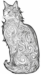 Fototapeta premium Paisley: A coloring book illustration of a paisley cat
