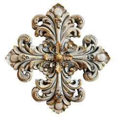 Cross of Baroque Art isolated on transparent png.
