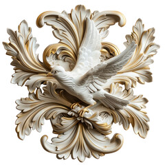 Dove of Baroque Art isolated on transparent png.