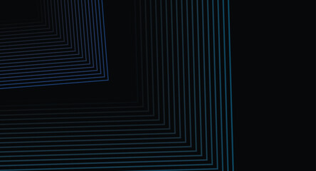 Futuristic technology concept. Abstract blue glowing geometric lines on dark blue background.