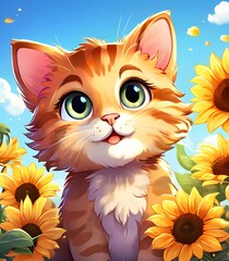 cat with flower