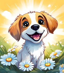 puppy with flowers