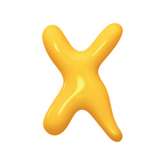 letter X. letter sign yellow color. Realistic 3d design in cartoon liquid paint style. Isolated on white background. vector illustration