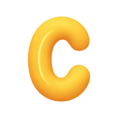 letter C. letter sign yellow color. Realistic 3d design in cartoon balloon style. Isolated on white background. vector illustration